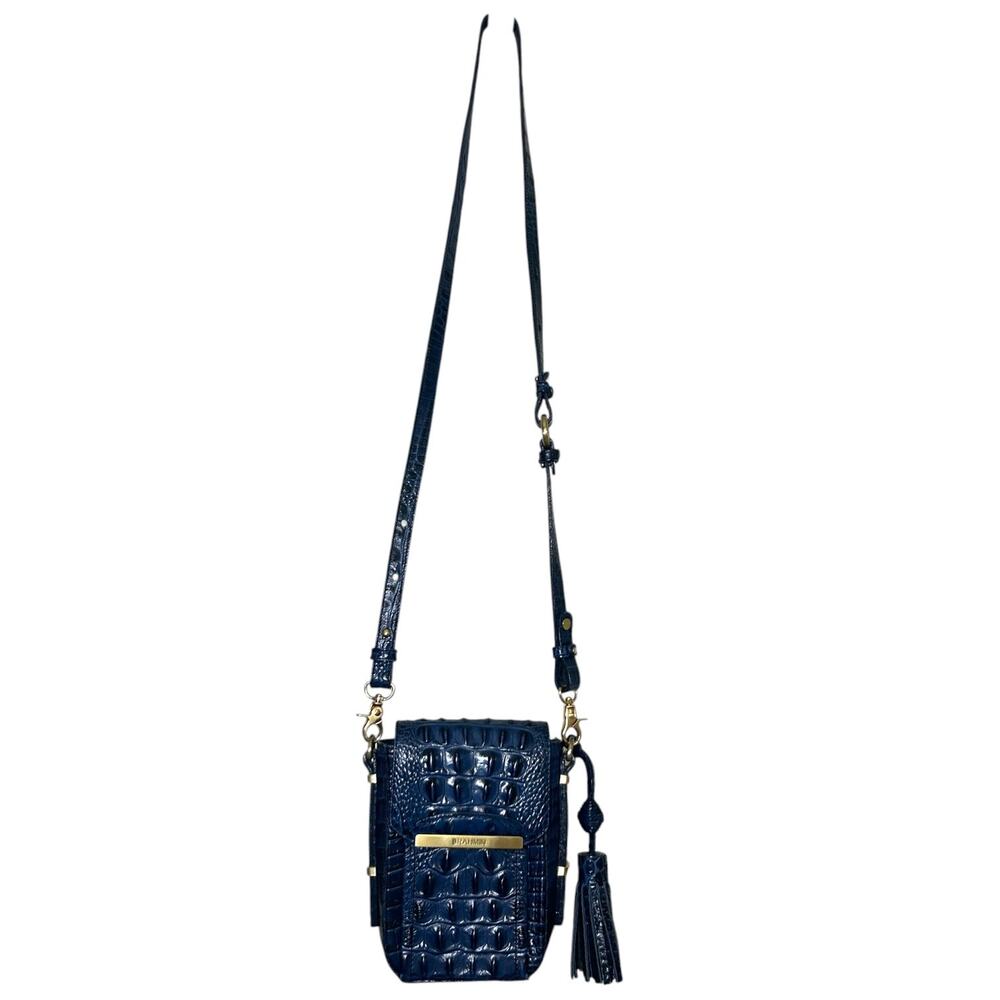 Brahmin, 'Sloane' Croc Small Camera, Phone Bag, Navy Melbourne, Genuine Leather - Picture 2 of 14